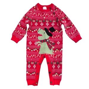 Christmas Dinosaur Sweater Romper Size 110 (US 3-4 yrs) Viscose-Nylon-Polyester